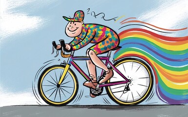 Fototapeta premium Cycling isolated cartoon