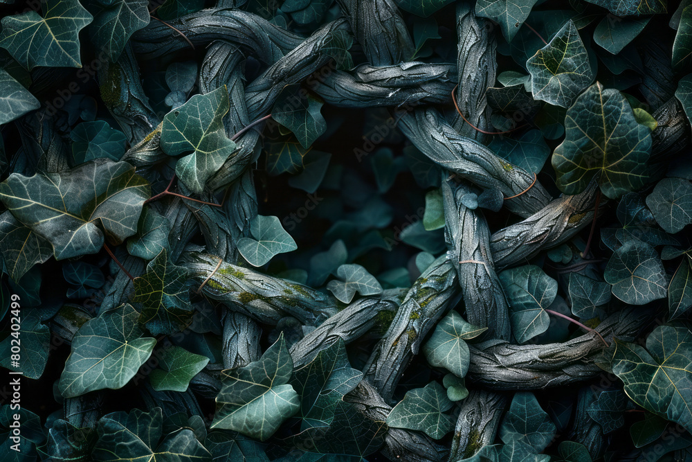 Poster a network of vines that forms a complex, mind-like labyrinth,