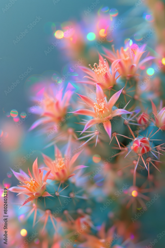 Aufkleber ethereal peyote cacti with shimmering trails of color, as if moving through dimensions,