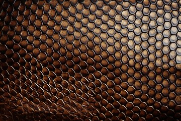 A close up of a brown leather texture with a gold hue