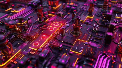 Zoom in on the mesmerizing patterns of circuitry, where every connection is a testament to the artistry of technology, forming a symphony of precision and purpose - Powered by Adobe