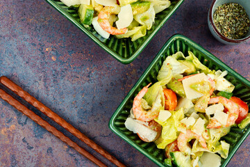 Asian salad with prawns and vegetables.