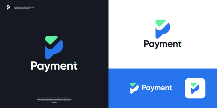 Letter P check or tick logo symbol for payment, business, finance logo design.