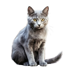 Obraz premium AI-Generated Watercolor Gray Tabby Cat Clip Art Illustration. Isolated elements on a white background.