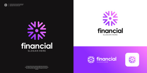 Circle arrow financial logo design inspiration.