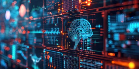 Close-up view of a digital interface for health informatics, monitoring patient data across multiple systems