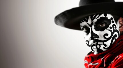 Man With Painted Face and Black Hat