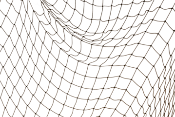 Torn Football or tennis net. Rope mesh on a white background close-up