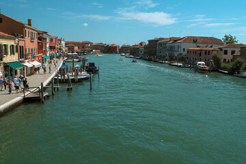 Obraz premium Venice, Italy Medieval colorful town in Veneto in Italy Europe. Art and culture. Tourists from all over the world for Piazza San Marco, Grand Canal, Rialto Bridge, Buran