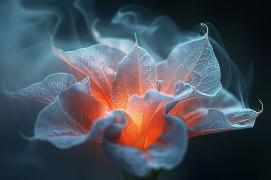 Datura petals depicted as flames, flickering and dancing in an unseen breeze,