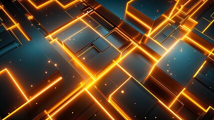 illustration dark yellow Neon abstract geometric pattern background