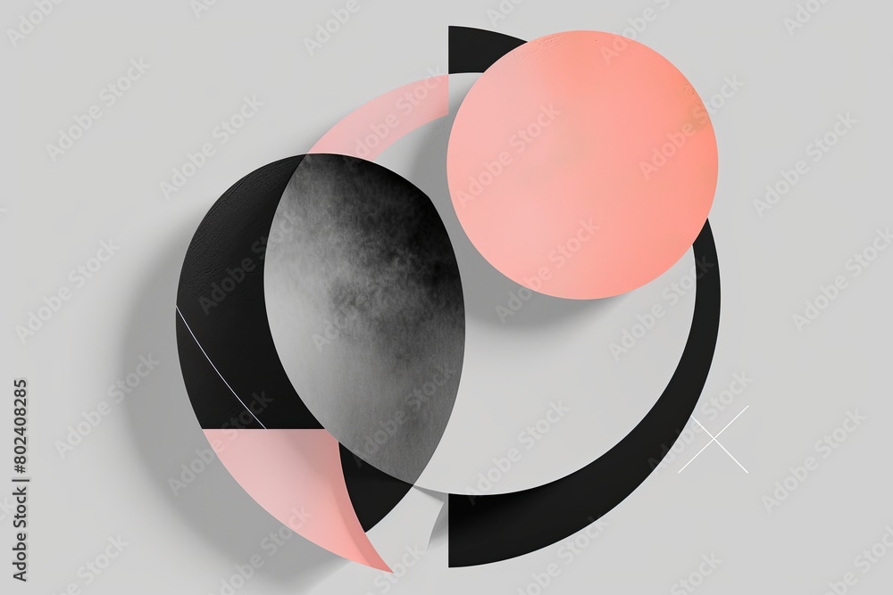 Aufkleber black and pink circular object on white background. generative ai