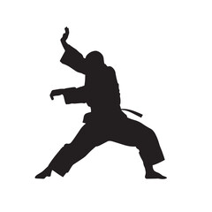 Fototapeta na wymiar Vector silhouette of a martial arts sports person. Flat cutout icon