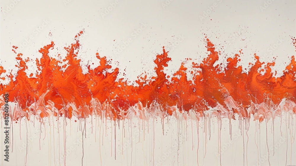Poster an orange and white painting is displayed on a white wall, adding a pop of color to the minimalist s