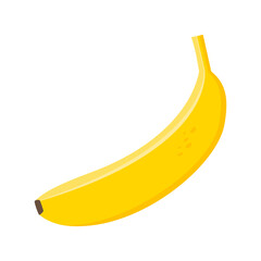 One yellow banana tropical fruit isolated on white background. 