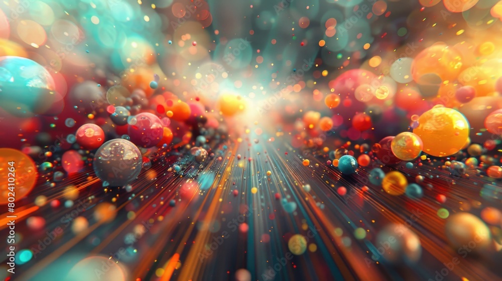 Poster a blur of colorful balls and lights fills the frame, creating a dynamic and vibrant composition