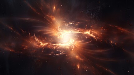 Abstract space background features an amazing star. A spectacularly cosmic energy swirls around the astronomy wallpaper.