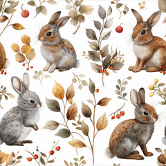 pattern with rabbits cartoon style