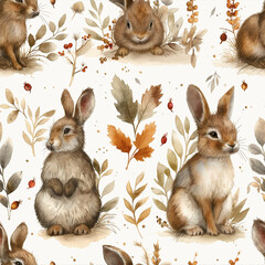 pattern with rabbits cartoon style