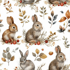 pattern with rabbits and hares