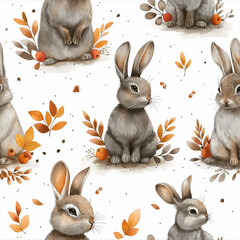pattern with rabbits cartoon style