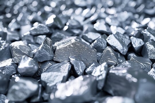 Close-up image highlighting the detail and texture of shiny silver nuggets, giving a feeling of wealth and luxury