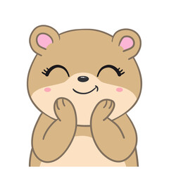 Little teddy bear character isolated on white background