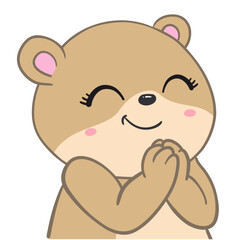 Little teddy bear character isolated on white background