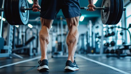 Man Lifting Barbell in Gym