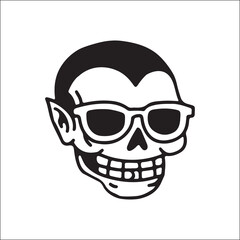 vector illustration of a skull character using glasses