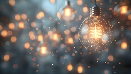 Creating a Sparkling Bokeh Effect with Vintage-Style Lightbulbs Featuring Tungsten Filaments....