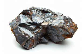 A large rock with a shiny, metallic surface