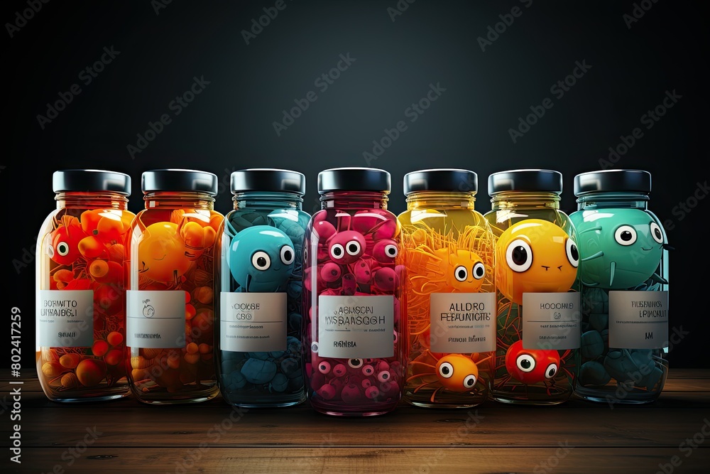 Aufkleber Assorted Jars of Candy on Display. Generative AI