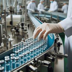 Production line of the pharmaceutical industry. Pharmaceutical industry. Production of medicines.