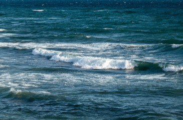 Fototapeta premium View of a stormy seascape of waves and the Black Sea