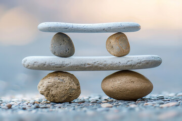 A stack of rocks is balanced on top of each other