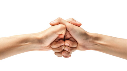 Hands Clasping Together in Anticipation on transparent background