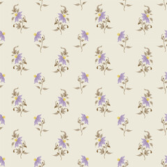 Seamless floral pattern. Background in small flowers for textiles, fabrics, cotton fabric, covers, wallpaper, print, gift wrapping, postcard, scrapbooking.