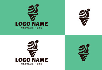 ice cream icon food restaurant cafe logo modern flat business vector logo