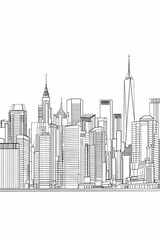 Line drawing of the New York City skyline