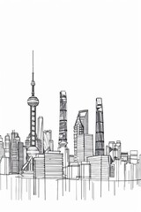 Obraz premium Sketch of the Shanghai skyline