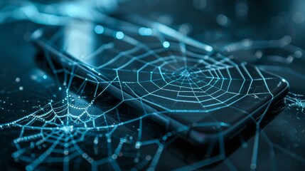 Digital Spider Web Emanating from Smartphone