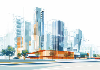 Fototapeta premium Architectural vector modern city