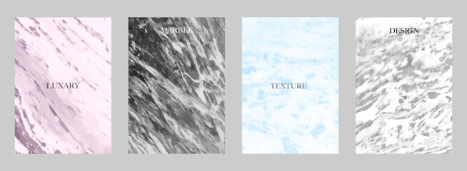 Luxury marble texture set. Royal collection with grey, white, pastel blue and pink line background pattern for business cover, wedding invitation, gift card, elegant menu, eco catalog, brochure
