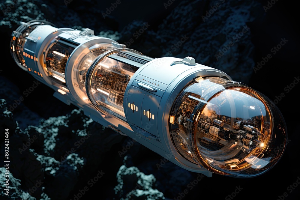 Aufkleber futuristic space station floating in the air. generative ai