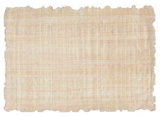 Macro of genuine handmade papyrus paper surface burned at the edges with transparent background