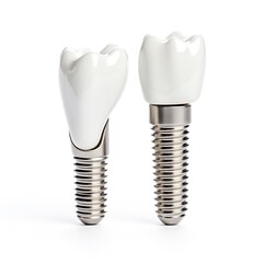 Dental implant models of molar teeth top view isolated on white background