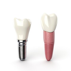 Dental implant models of molar teeth top view isolated on white background