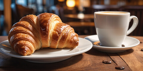 cup of coffee and croissant