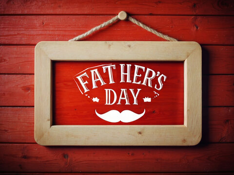 Father's Day message over a red wooden board design.
